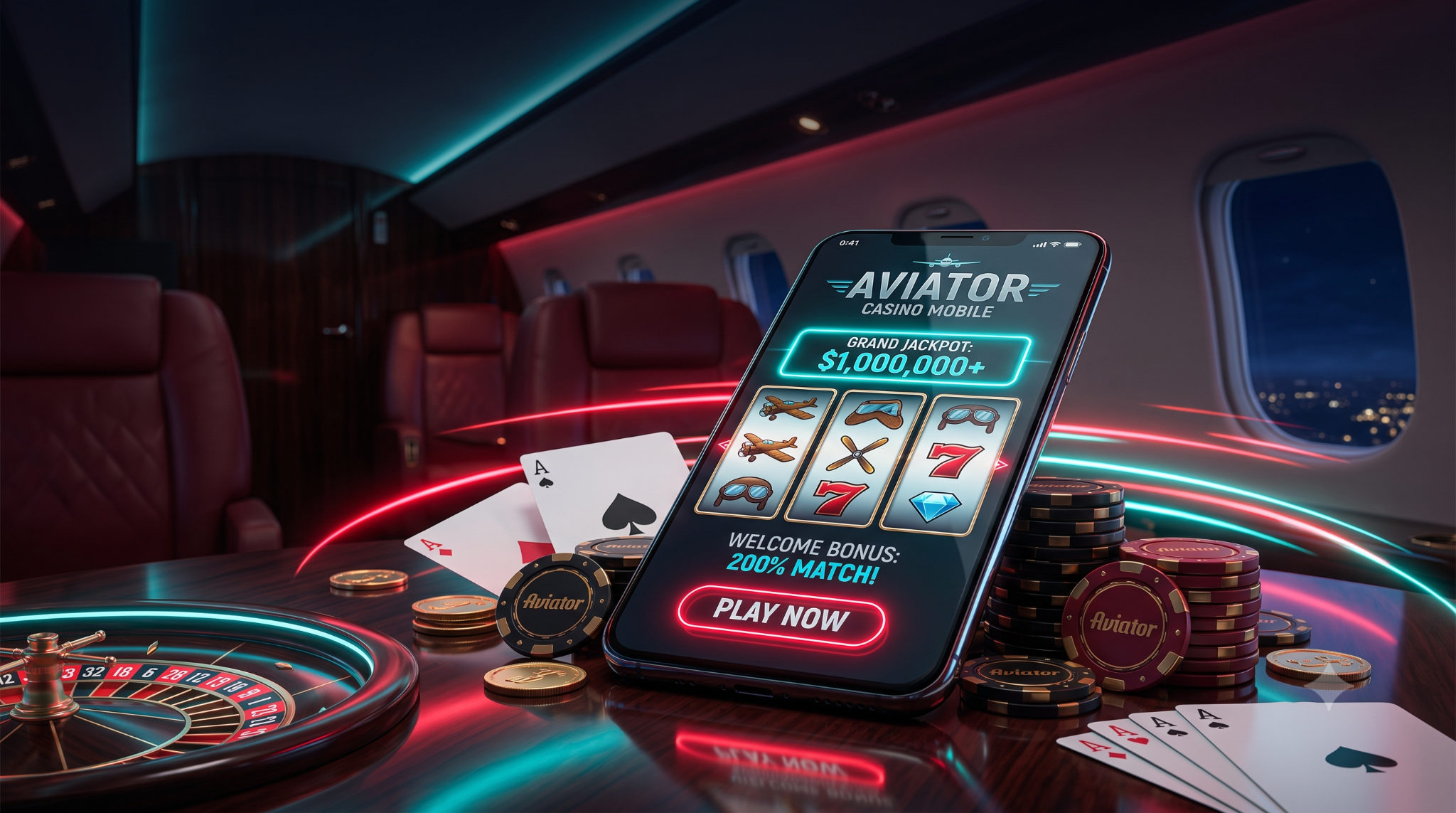 Aviator casino mobile in ambiente aereo premium